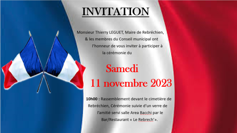 Samedi 11 novembre 2023 – Invitation cérémonie
