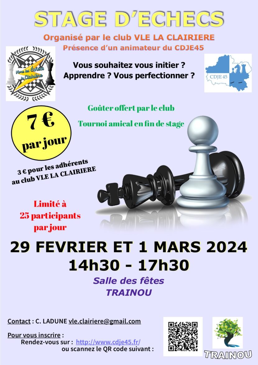 29 février – Stage d’échecs La Clairière