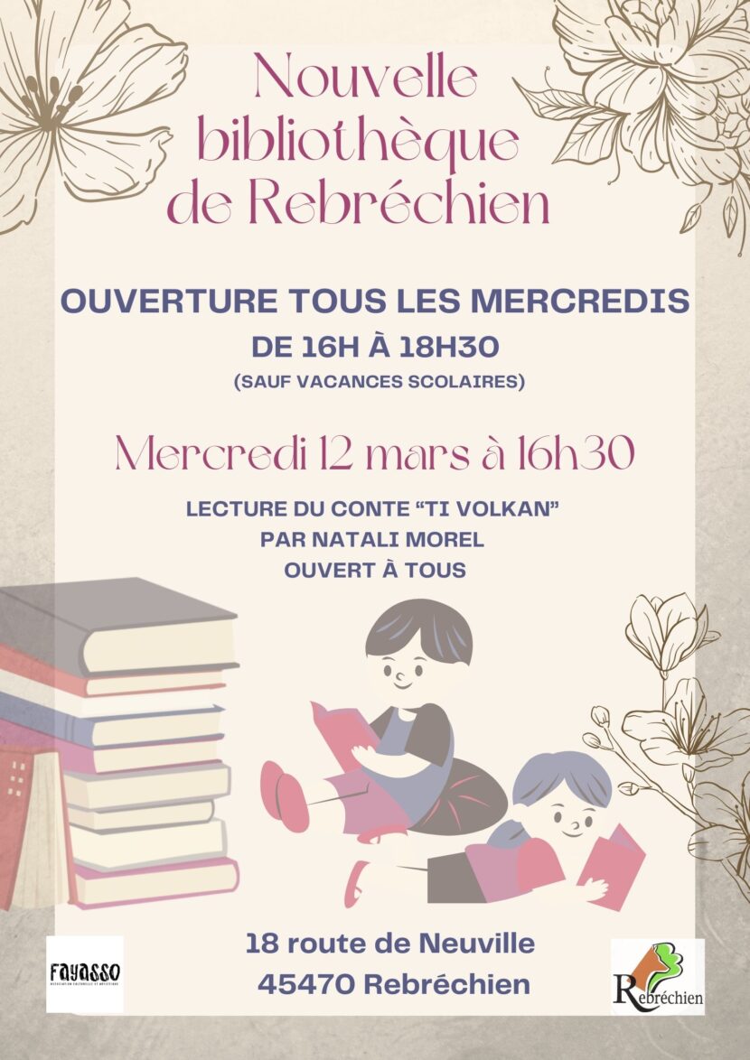 12 mars : Ouverture de la bibliothèque et lecture de conte