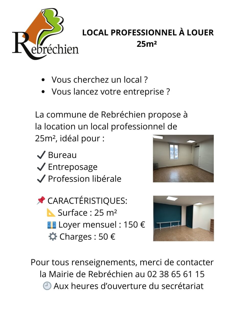 local professionnel à louer 25m² – rebréchien