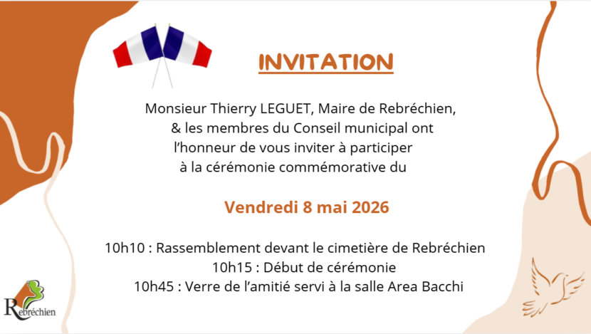 8 mai : invitation à la cérémonie commémorative