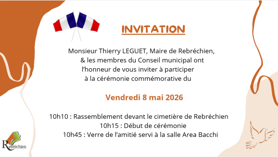 8 mai : invitation à la cérémonie commémorative