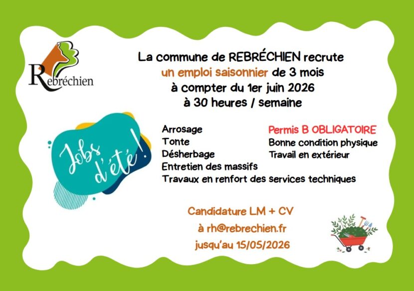 La commune recherche un Job d&rsquo;été 2026
