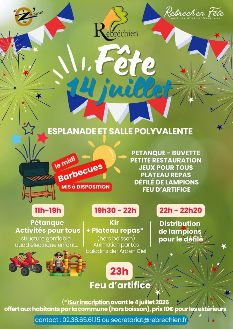 14 JUILLET : Inscriptions pour le repas animé du soir (offert par la commune) 14 JUILLET : Inscriptions pour le repas animé du soir (offert par la commune)