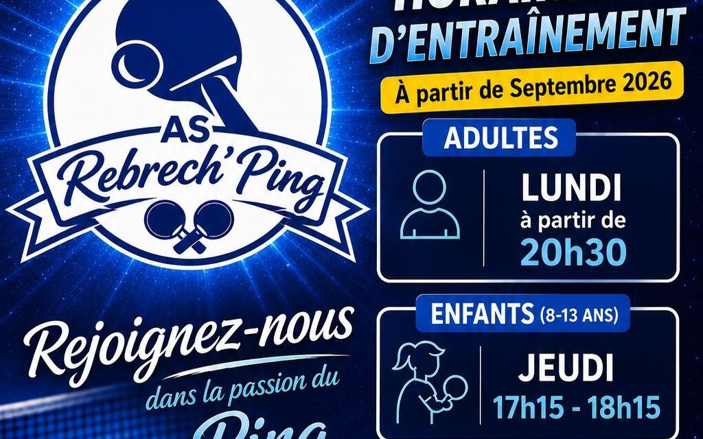 Septembre 2026 : Nouvelle association de tennis de table