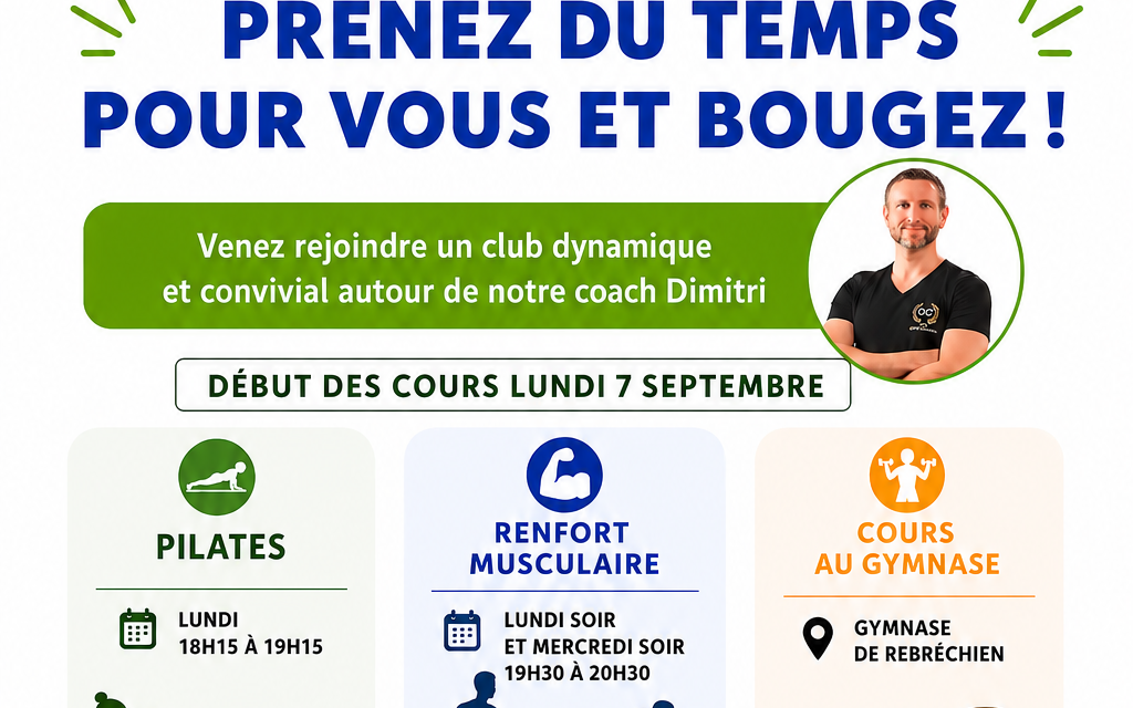 7 sept : début cours section gym de Rebréchien